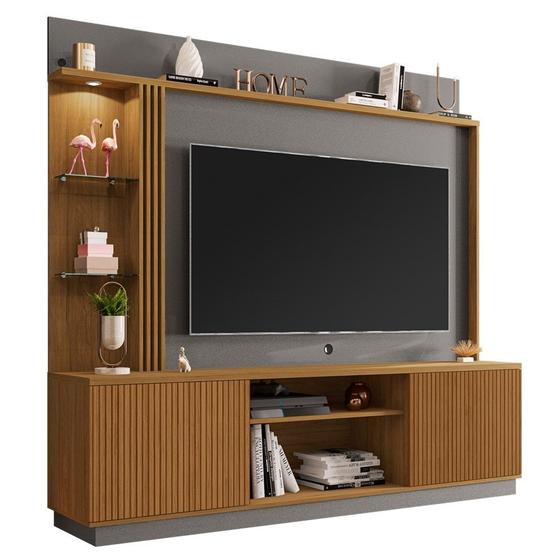 Imagem de Estante Home Theater Para TV Até 65 Pol. Atlanta Cinamomo/Titanium - Bechara