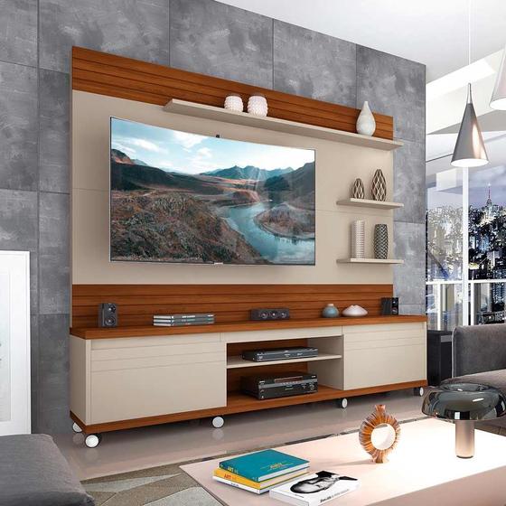 Imagem de Estante Home Theater Para Tv De 65 Polegadas Cedro Off White Freijo