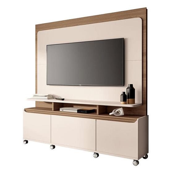 Imagem de Estante Home Theater Quantum Off White Castanho - HB Móveis