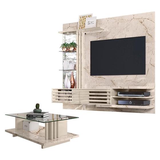 Imagem de Estante Home Theater Suspenso com Mesa de Centro Frizz Supreme Calacata Off White  Madetec