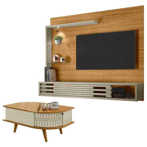 Imagem de Estante Home Theater Suspenso Frizz Select com Mesa de Centro Indianápolis Cumaru Opala - Madetec