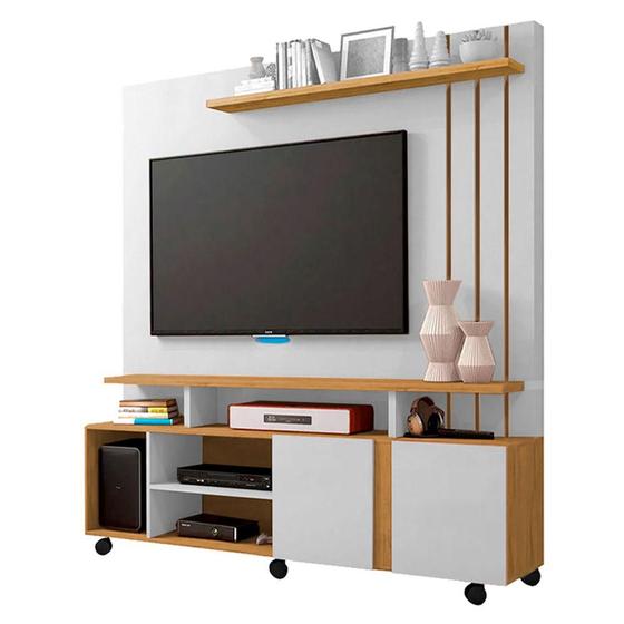 Imagem de Estante Home Valência com 2 Portas e Painel para TV até 55 Polegadas Permóbili Off White/Nature