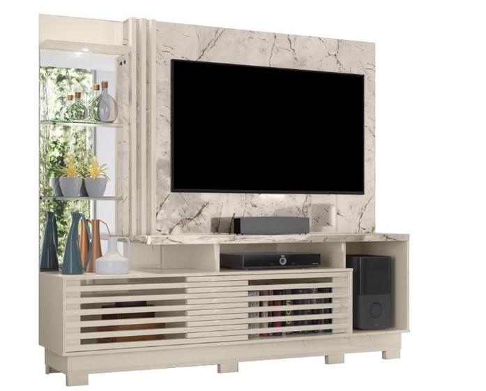 Imagem de Estante HomeTheaterFrizzPlusPara Tv 60 Polegadas Com Pés Calacata / Off White - Madetec