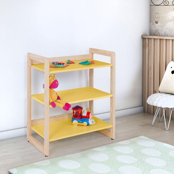 Imagem de Estante Infantil Baixa para Livros e Brinquedos Diversos 64x75cm Colorê Amarelo