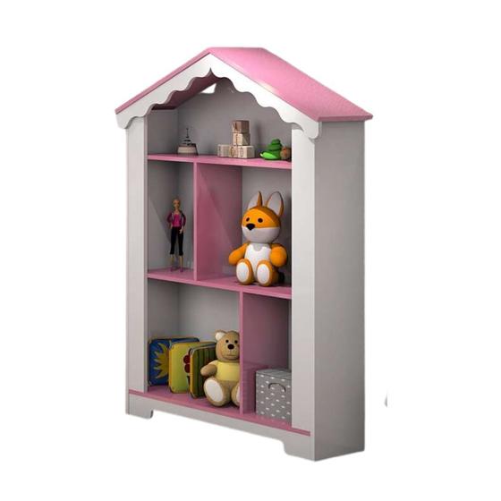 Imagem de Estante Infantil Casinha Real com 2 Prateleiras e 4 Nichos - Ofertamo