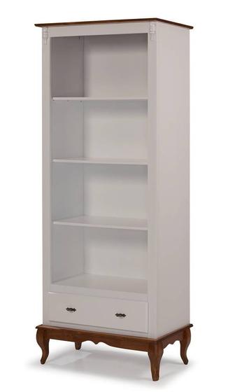 Imagem de Estante Jone Off White 3 Prateleiras 1 Gaveta Base Imbuia 205cm - 59875