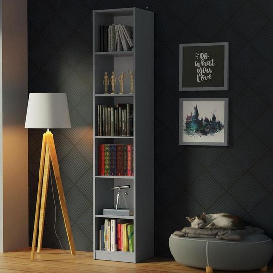 Estante Livreiro Madesa 6906 com 6 Nichos - Cinza Menor preço em Estante Livreiro Madesa 6906 com 6 Nichos - Cinza