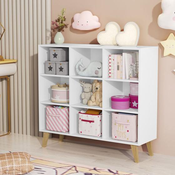 Estante Livreiro Multiuso Infantil com 09 Nichos Ceci Branco Menor preço em Estante Livreiro Multiuso Infantil com 09 Nichos Ceci Branco
