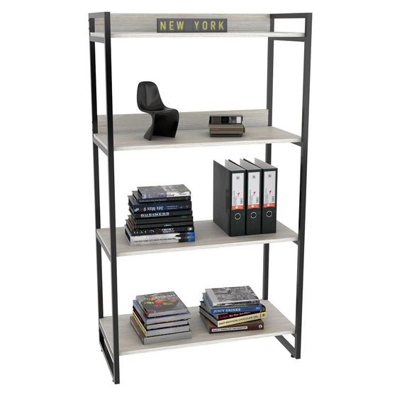 Imagem de Estante Livreiro Prisma Estilo Industrial 80cm 4 Prateleiras Snow - Mpozenato