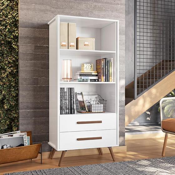 Estante Livreiro Retrô 3955 2 Gav com Pés de Madeira Maciça Menor preço em Estante Livreiro Retrô 3955 2 Gav com Pés de Madeira Maciça