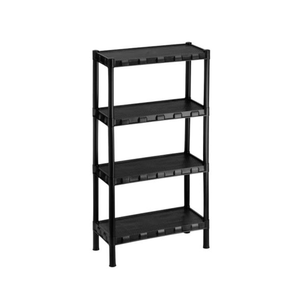 Estante Modular Plastica Preta 4 Prateleiras Menor preço em Estante Modular Plastica Preta 4 Prateleiras