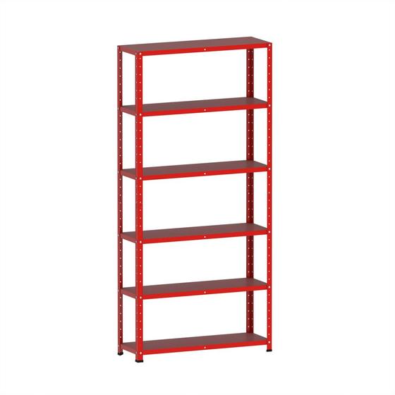 Imagem de Estante Montável de Aço Com 06 Prateleiras Com Reforço Pandin 1,75 X 0,30 m Vermelho