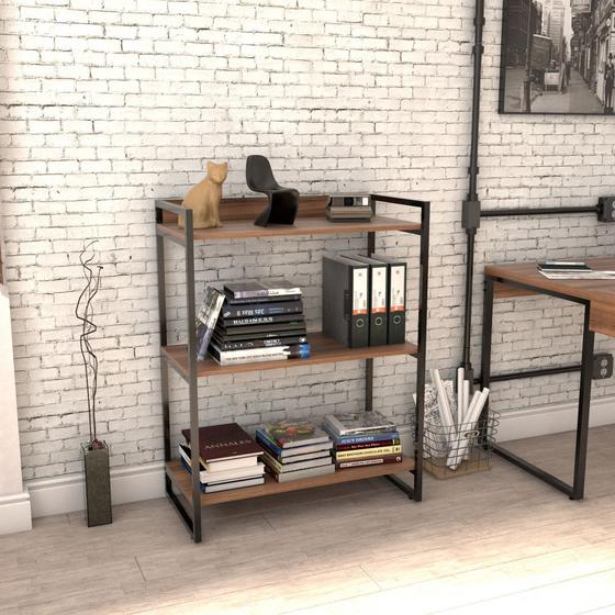 Estante Multiuso 3 Prateleiras 104x80cm Estilo Industrial Menor preço em Estante Multiuso 3 Prateleiras 104x80cm Estilo Industrial