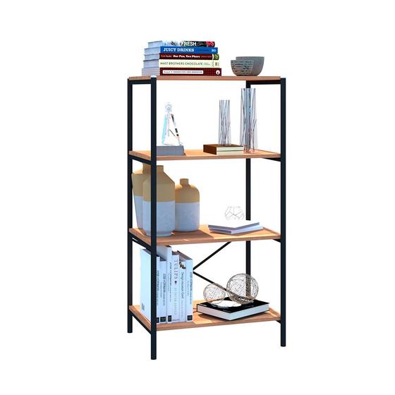 Estante Multiuso 4 Prateleiras Padova Preto Fosco Nature Artefamol Menor preço em Estante Multiuso 4 Prateleiras Padova Preto Fosco Nature Artefamol