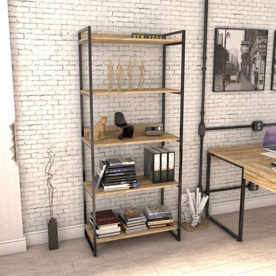 Imagem de Estante Multiuso 5 Prateleiras 187x80cm Industrial Kuadra Compace