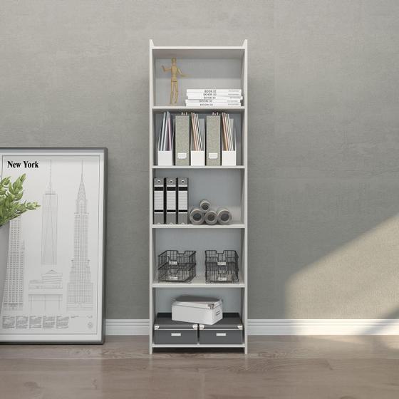 Imagem de Estante Multiuso com 4 Prateleiras 57 x 183 Cm MDP Branco 0700 MENU