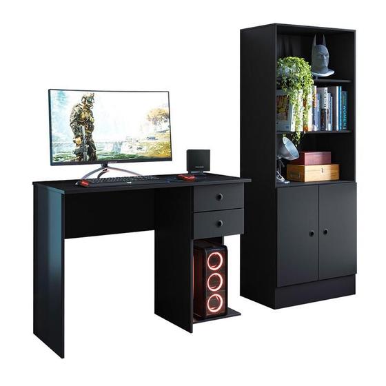 Imagem de Estante Multiuso Gamer 2 Portas 3 Prateleiras Preto - FdECOR