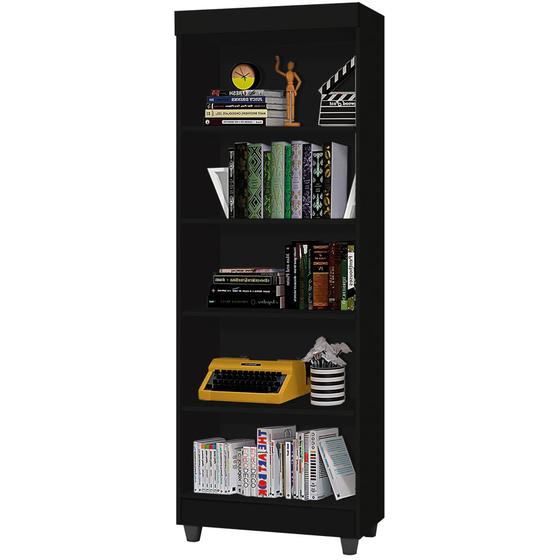 Imagem de Estante Multiuso Livreiro Aspen J&A Móveis com 05 prateleiras  Preto fosco
