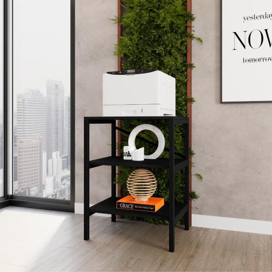 Imagem de Estante Multiuso Slim p Área de Serviço c/ Aço Preto e MDF