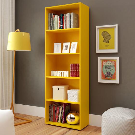 Estante Multy para Livros e Objetos Amarelo com 4 Prateleiras e 1 Nicho - Artely Menor preço em Estante Multy para Livros e Objetos Amarelo com 4 Prateleiras e 1 Nicho - Artely