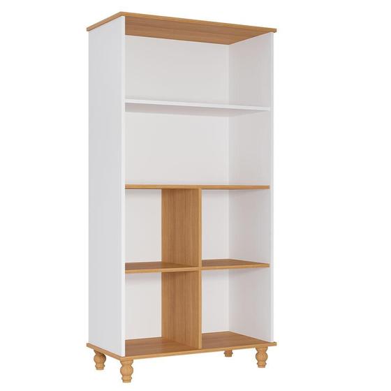 Imagem de Estante Organizadora 6 Nichos Infantil Casinha Branco/Nature -  Permóbili Baby 100% MDF