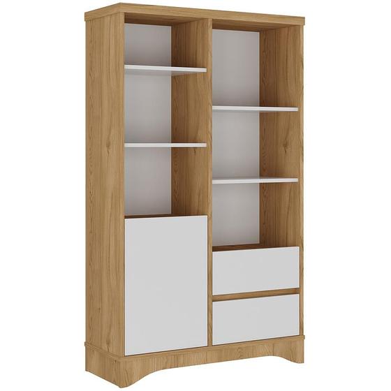 Imagem de Estante Para Escritório Organizadora com 06 Nichos Athos A02 - Olmo Branco - Lyam Decor