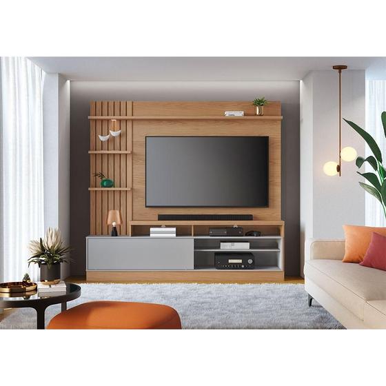 Imagem de Estante para Home Theater e TV até 65 Polegadas Maceió Freijó e Cinza