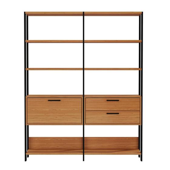 Estante para Livros 2 Gavetas 1 Porta Industrial Freijó/Preto - Dalla Costa Menor preço em Estante para Livros 2 Gavetas 1 Porta Industrial Freijó/Preto - Dalla Costa