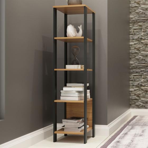 Estante Para Livros 4 Prateleiras 100% Mdf Freijó/preto Fosco F28 - Pradel Menor preço em Estante Para Livros 4 Prateleiras 100% Mdf Freijó/preto Fosco F28 - Pradel