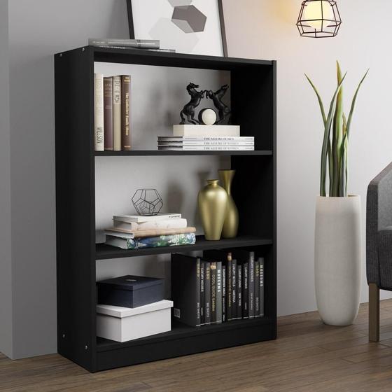 Imagem de Estante para Livros Home Sala Madesa 6907 com 3 Nichos - Preto