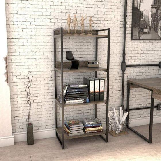 Imagem de Estante para Livros Industrial 145cmx60cm 4 Prateleiras Kuadra