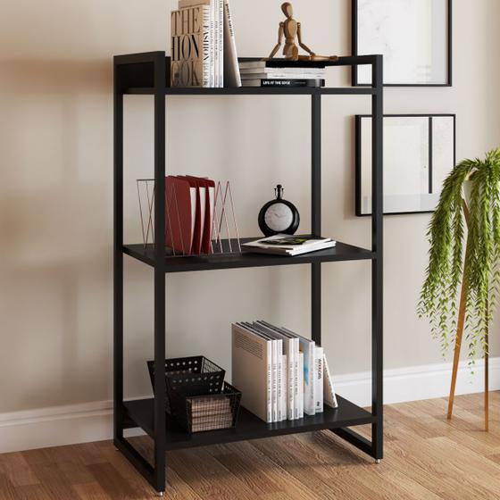 Estante Para Livros Industrial Aço 3 Prateleiras ônix/preto - Panorama Móveis Menor preço em Estante Para Livros Industrial Aço 3 Prateleiras ônix/preto - Panorama Móveis