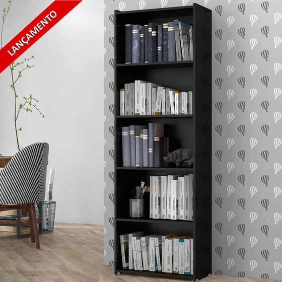 Estante Para Livros Suíça 4 Prateleiras 5 Nichos - Preto Menor preço em Estante Para Livros Suíça 4 Prateleiras 5 Nichos - Preto