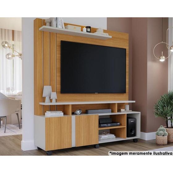 Estante para Sala Valência TV até 55 Polegadas c/ 2 Portas e 6 Nichos Nature/Off White - Permóbili Imagem de Estante para Sala Valência TV até 55 Polegadas c/ 2 Portas e 6 Nichos Nature/Off White - Permóbili