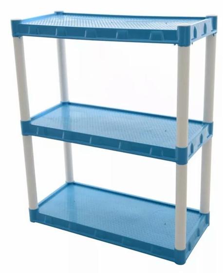 Estante Plástica Modular Azul Com 3 Prateleiras Menor preço em Estante Plástica Modular Azul Com 3 Prateleiras