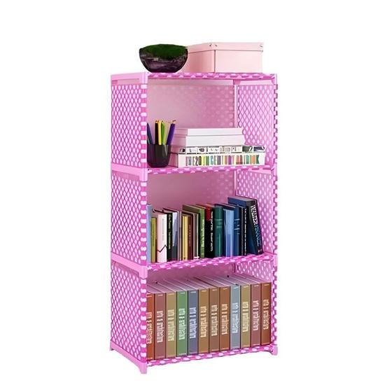 Imagem de Estante porta livros com 4 prateleiras organizador brinquedos modular quarto lavanderia objetos cozinha sapateira multiu