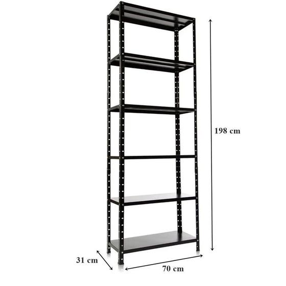 Imagem de Estante Prateleira de Aço Reforçada Livros Multiuso Organização Preta 3 4 5 6 Andares