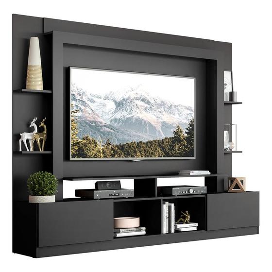 Estante Rack com Painel e Suporte TV 65" Moscou Multimóveis Preto Menor preço em Estante Rack com Painel e Suporte TV 65" Moscou Multimóveis Preto