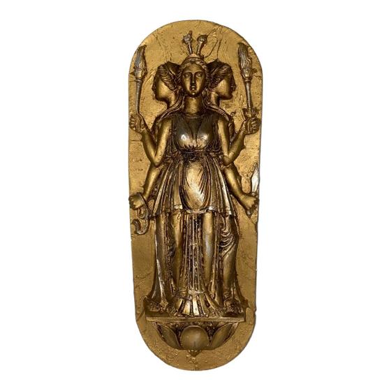 Imagem de Estátua Decorativa Hékate Tríplice Hecáte Trívia Wicca Placa de Parede Decoração