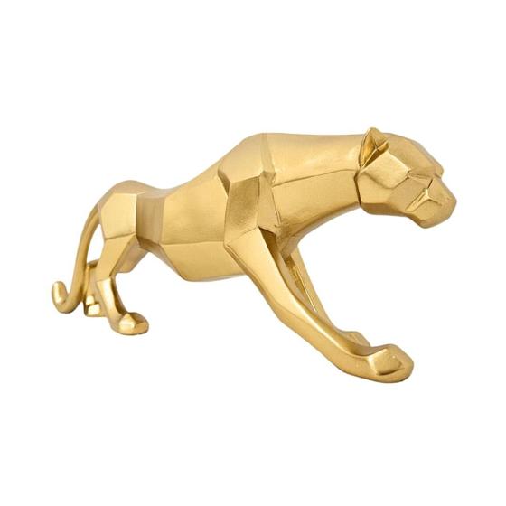 Imagem de Estatua Decorativa Leopardo Dourado - 40 Cm - Escultura para Sala Rack 