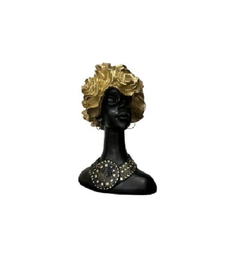 Imagem de Estátua Decorativa Mulher Cabeça Flores Estatueta 22,5cm