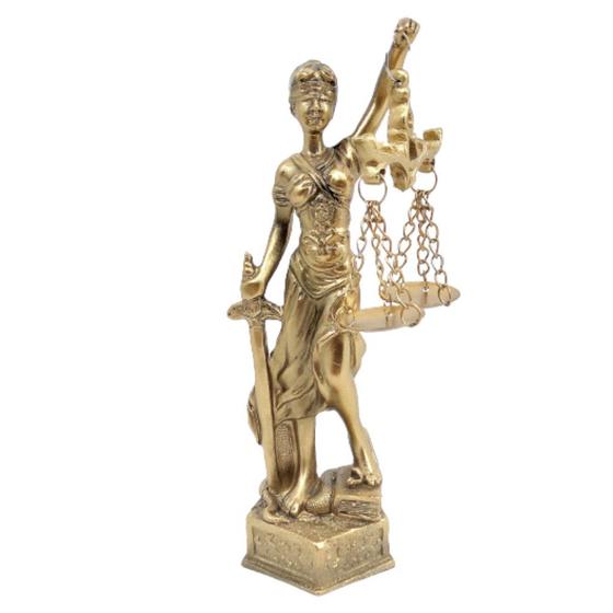 Imagem de Estátua Deusa Dama Justiça  14 Cm Dourado Brilho Mres-j01