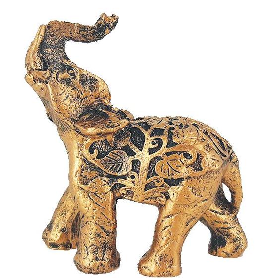 Imagem de Estátua Elefante Indiano Folhas Detalhado 10cm 14025