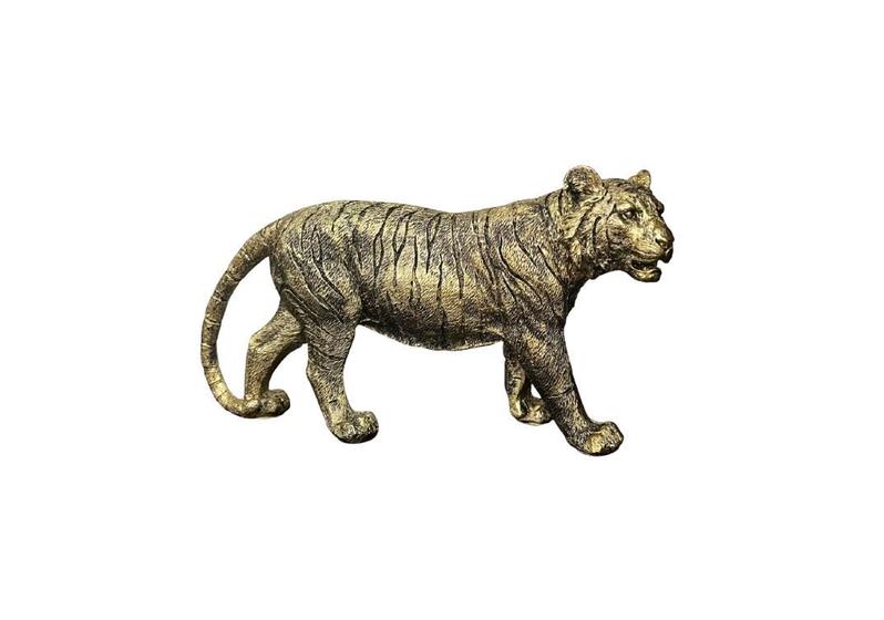 Imagem de Estátua Enfeite Decorativo Tigre Bronze Dourado 26cm Resina