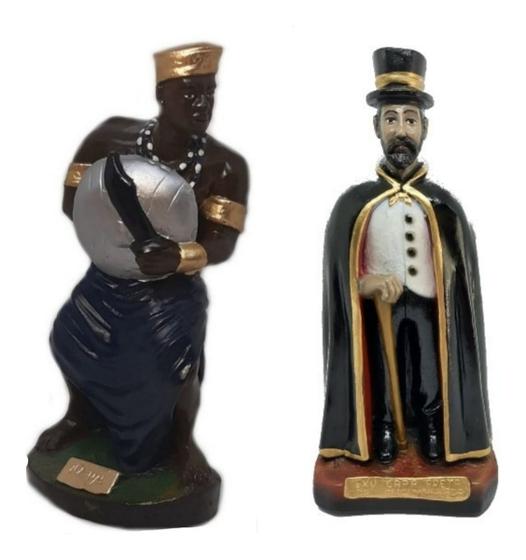 Estátua Estatueta Escultura Exu Capa Preta E Orixá Ogum Candomblé ...