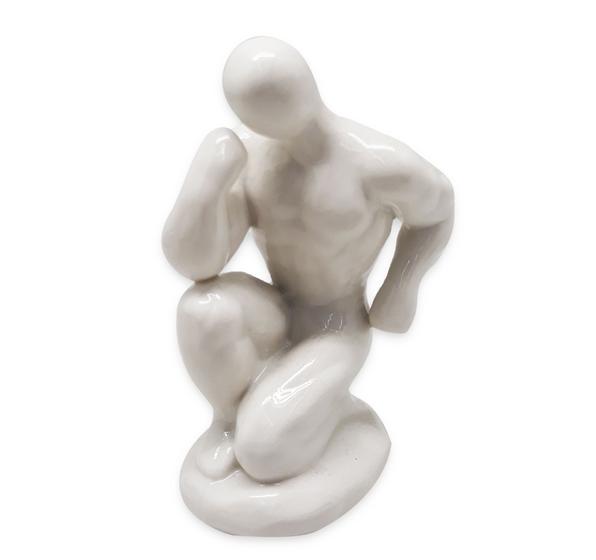 Imagem de Estátua fisiculturista Vencedor Imponente Branco 13cm