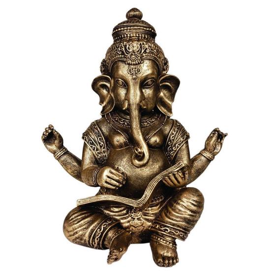 Imagem de Estátua Ganesha Grande Com Livro Decorações Resina