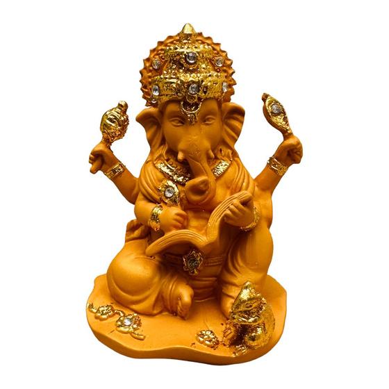 Imagem de Estátua Ganesha Hindu Resina Prosperidade Sorte Sabedoria