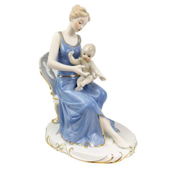 Imagem de Estatua Mae E Filho Decorativa Cadeira 24X19Cm Estatueta