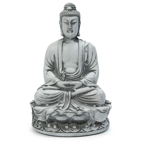Imagem de Estátua Mini Buda Hindu Tailandês Deus Riqueza Cinza 11 cm